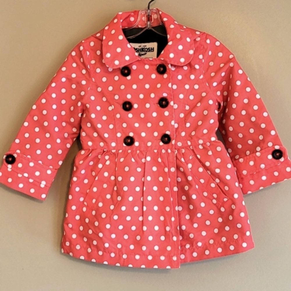 OshKosh B'gosh pink polka dot hooded spring coat